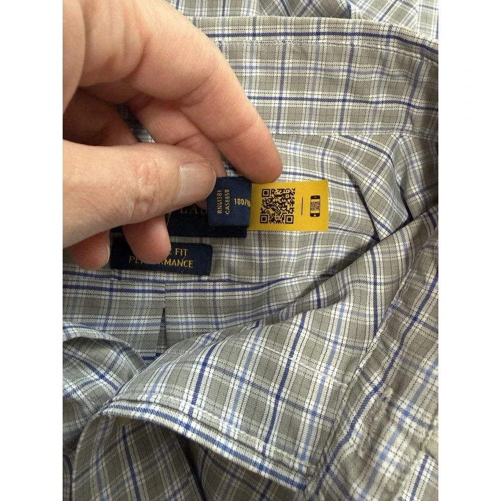 Men's Performance Ralph Lauren Polo Plaid Button Down  Shirt Classic Fit Size L